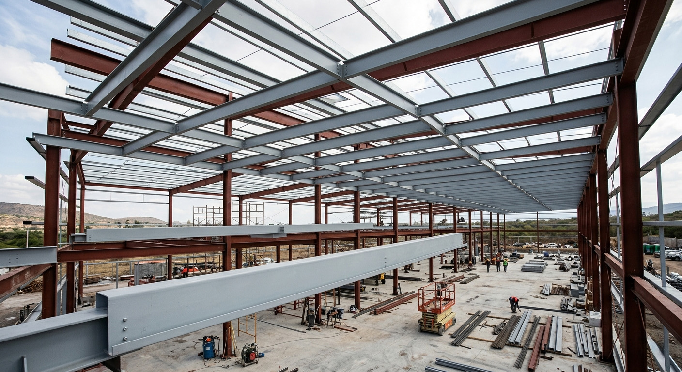 Monten pintado de acero calibre 16 y 14 en obra industrial MS Fábrica de Perfiles
